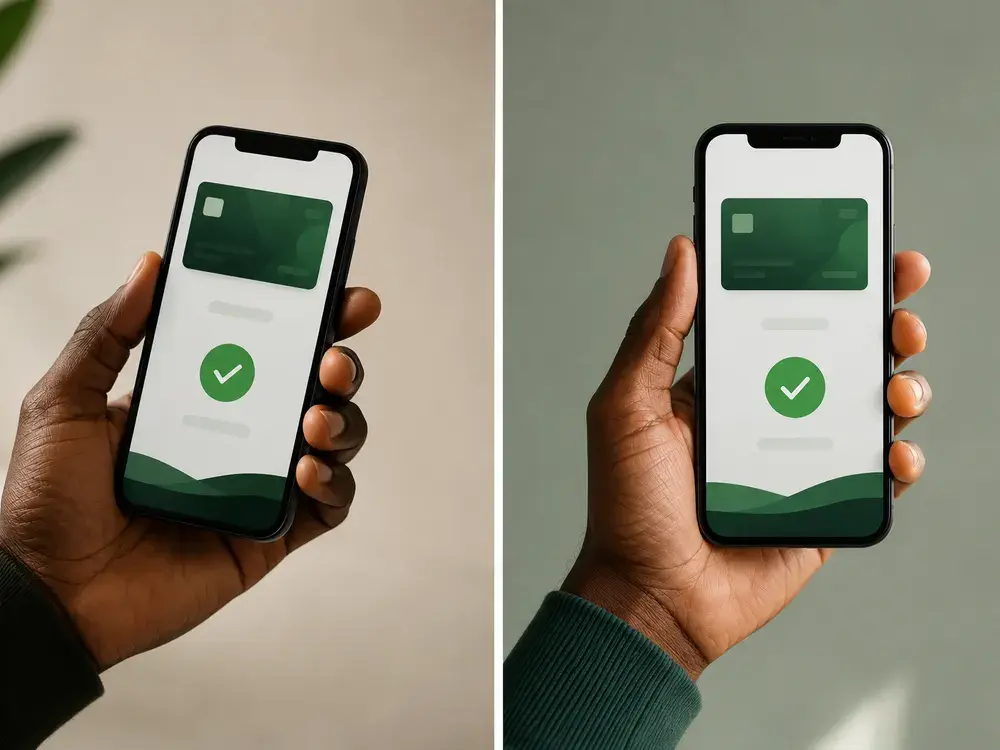 Two phones side by side showing successful withdrawal confirmations from FlyingWager's real-account payout tests