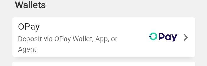 Betway Deposit Funds list with the OPay wallet option