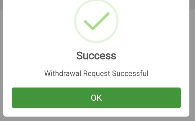 Betway 'Withdrawal Request Successful' confirmation modal