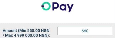 1xBet OPay withdrawal prompt with ₦660 entered