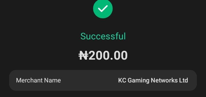 OPay marking the ₦200 payment to KC Gaming Networks Ltd as Successful
