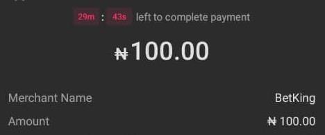 OPay checkout showing merchant BetKing and a ₦100 charge