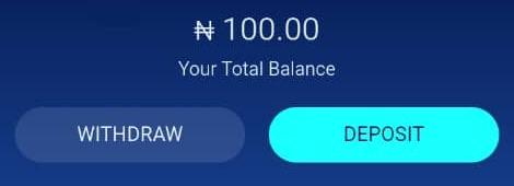 BetKing total balance reading ₦100 with Withdraw and Deposit buttons